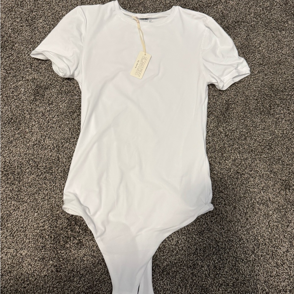 Aerie Smoothez White Short Sleeve Bodysuit